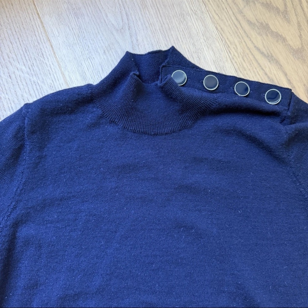 Sézane Jacob Jumper Women Sweater S Navy Blue Merino Wool Quiet Luxury - Picture 5 of 9